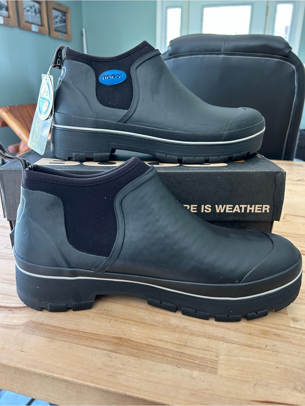Bogs Men's Black Slip-On Waterproof Ankle Boots
